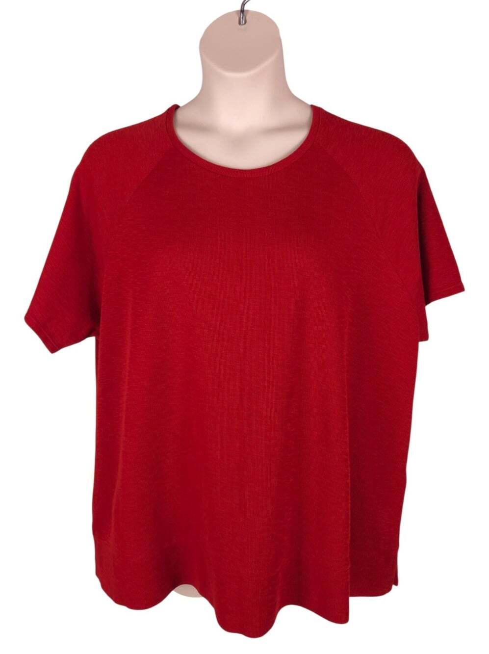 Eileen Fisher 100% Organic Cotton Short Sleeve T-Shirt Top US XL Womens Red